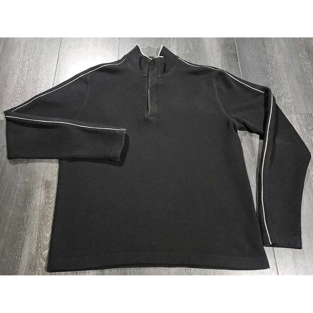 Hugo Boss Picento 1/4 Snap Pullover Sweater Men M Black Mock Neck Preppy City